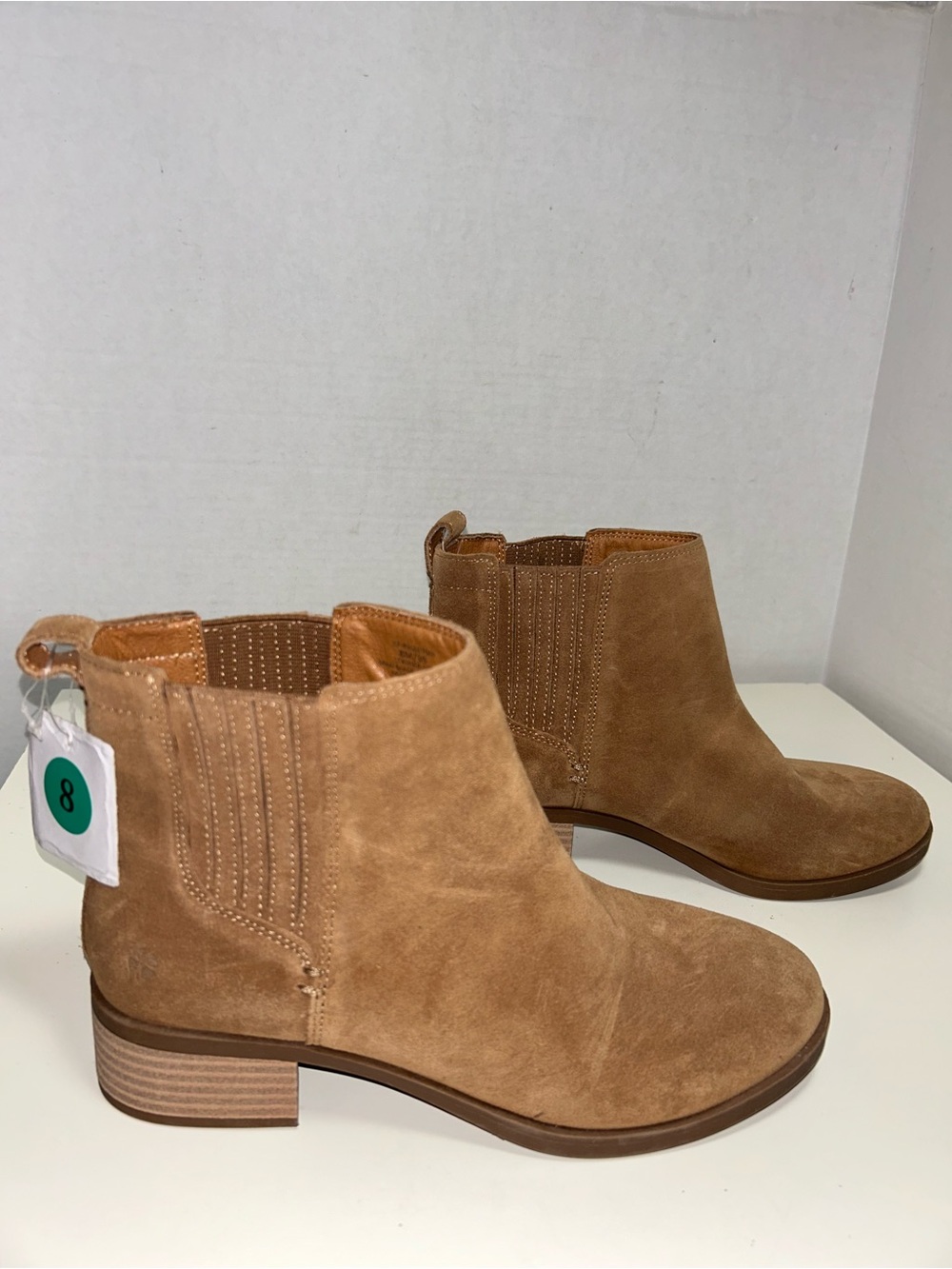 Lucky Brand Pelerton Chelsea Tan Suede Pull On Ankle Boot